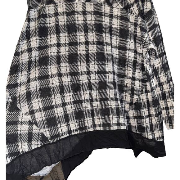 NWT Style & Co Plaid Asymmetrical Hem Mock Neck Blouse Women's 3X Preppy Work - Picture 2 of 6
